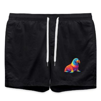 morse coloré kawaii dessin animé personnage clipart - Short de bain - noir - Devant - AI Model Male 185 light (185cm)