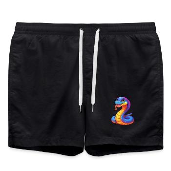 serpent coloré kawaii dessin animé personnage clipart - Short de bain - noir - Devant - AI Model Male 185 light (185cm)