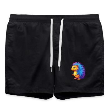 porc-épic coloré kawaii personnage de dessin animé animal - Short de bain - noir - Devant - AI Model Male 185 light (185cm)