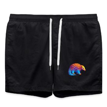 Pangolin Colorful Kawaii Cartoon Character Clipart - Swim Trunks - black - Front - AI Model Male 185 light (185cm)
