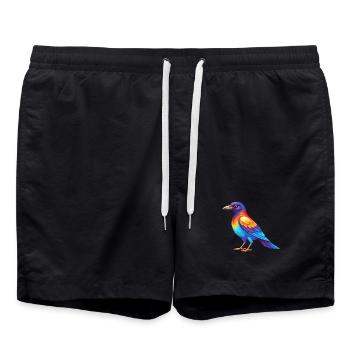 Elster Bunte Kawaii Cartoon Figur Clipart - Badeshorts - Schwarz - Vorne - AI Model Male 185 light (185cm)