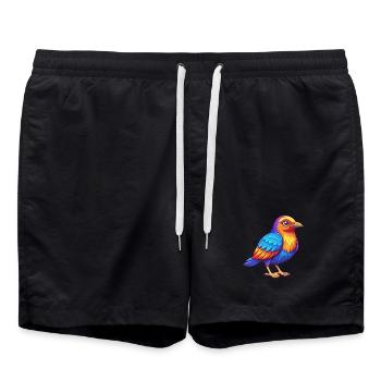 Bowerbird coloré Kawaii dessin animé Personnage Oiseau - Short de bain - noir - Devant - AI Model Male 185 light (185cm)