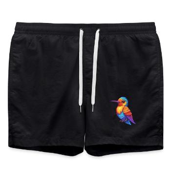 Hummingbird Colorful Kawaii Cartoon Character Bird - Swim Trunks - black - Front - AI Model Male 185 light (185cm)