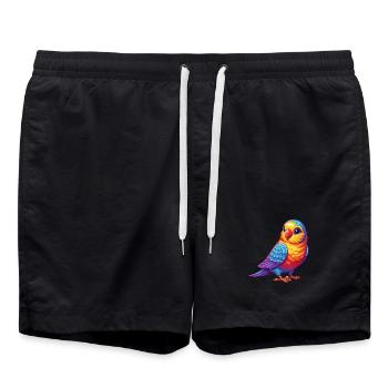 Sittich Bunte Kawaii Cartoon Figur Vogel - Badeshorts - Schwarz - Vorne - AI Model Male 185 light (185cm)