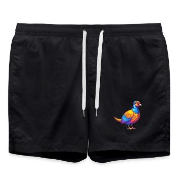 Pheasant Colorful Kawaii Cartoon Character Bird - Swim Trunks - black - Front - AI Model Male 185 light (185cm)
