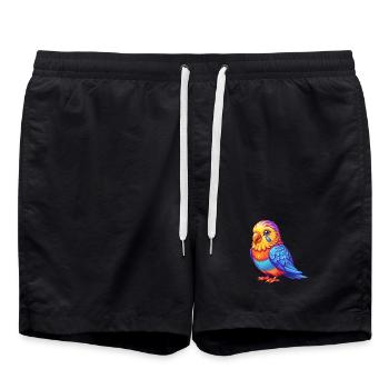 Budgerigar Colorful Kawaii Cartoon Character Bird - Swim Trunks - black - Front - AI Model Male 185 light (185cm)