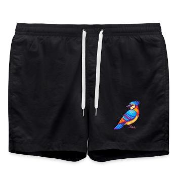 Geai bleu coloré Kawaii dessin animé Personnage Oiseau - Short de bain - noir - Devant - AI Model Male 185 light (185cm)