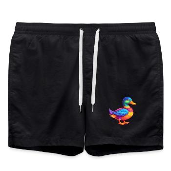 Mallard coloré Kawaii personnage de dessin animé oiseau - Short de bain - noir - Devant - AI Model Male 185 light (185cm)