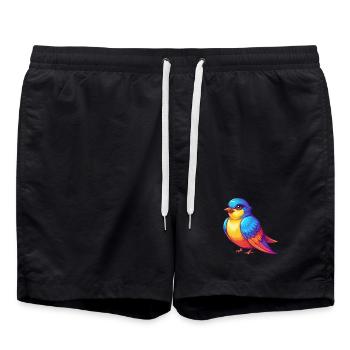 hirondelle coloré kawaii personnage de dessin animé oiseau - Short de bain - noir - Devant - AI Model Male 185 light (185cm)
