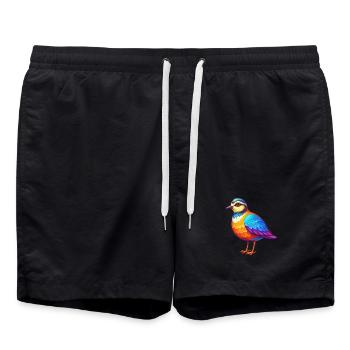 Regenpfeifer Bunte Kawaii Cartoon Figur Vogel - Badeshorts - Schwarz - Vorne - AI Model Male 185 light (185cm)