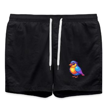 Bulbul coloré Kawaii personnage de dessin animé oiseau - Short de bain - noir - Devant - AI Model Male 185 light (185cm)