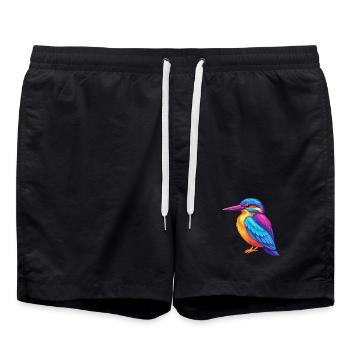 Eisvogel Bunte Kawaii Cartoon Figur Vogel - Badeshorts - Schwarz - Vorne - AI Model Male 185 light (185cm)