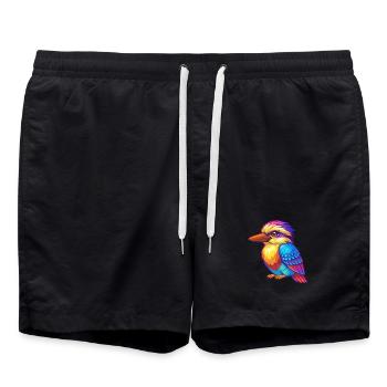 Kookaburra coloré Kawaii dessin animé Personnage Oiseau - Short de bain - noir - Devant - AI Model Male 185 light (185cm)
