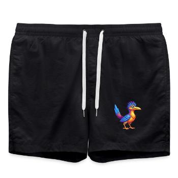 Roadrunner coloré Kawaii dessin animé Personnage Oiseau - Short de bain - noir - Devant - AI Model Male 185 light (185cm)
