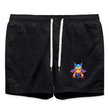 Vampire Squid Colorful Kawaii Cartoon Sea Animal - Swim Trunks - black - Front - AI Model Male 185 light (185cm)