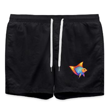 Spotted Eagle Ray Colorful Kawaii Cartoon Clipart - Swim Trunks - black - Front - AI Model Male 185 light (185cm)
