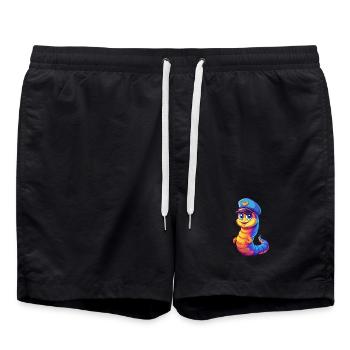 Ver marin Coloré Kawaii Dessin animé Animal marin - Short de bain - noir - Devant - AI Model Male 185 light (185cm)
