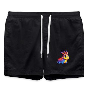 Sea Slug Colorful Kawaii Cartoon Sea Animal - Swim Trunks - black - Front - AI Model Male 185 light (185cm)