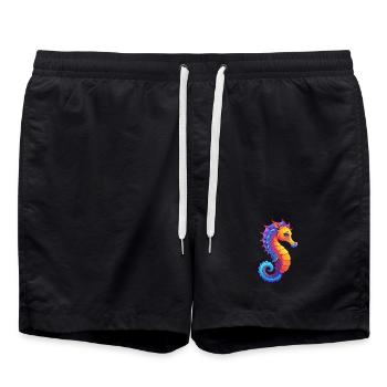 Hippocampe coloré Kawaii dessin animé Animal marin - Short de bain - noir - Devant - AI Model Male 185 light (185cm)