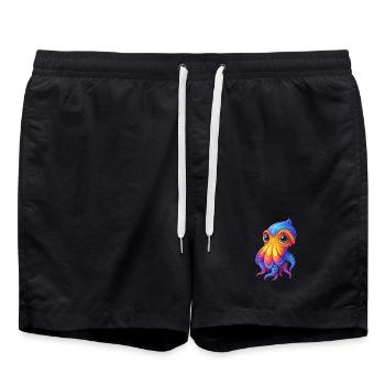 Seiche Coloré Kawaii Dessin Animé Animal Marin - Short de bain - noir - Devant - AI Model Male 185 light (185cm)