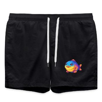 Blobfish Colorful Kawaii Cartoon Sea Animal - Swim Trunks - black - Front - AI Model Male 185 light (185cm)