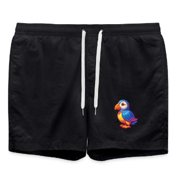 Macareux coloré Kawaii personnage de dessin animé oiseau - Short de bain - noir - Devant - AI Model Male 185 light (185cm)