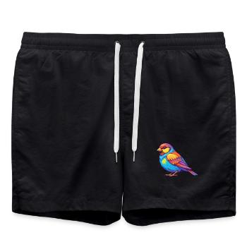 Spatz Bunte Kawaii Cartoon Figur Vogel - Badeshorts - Schwarz - Vorne - AI Model Male 185 light (185cm)