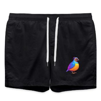 Quail Colorful Kawaii Cartoon Character Bird - Swim Trunks - black - Front - AI Model Male 185 light (185cm)