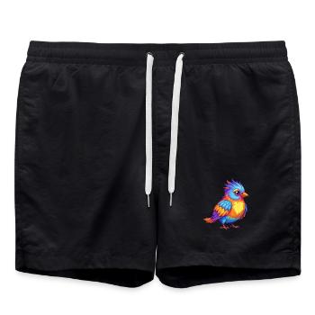 Firetail coloré Kawaii dessin animé Personnage Oiseau - Short de bain - noir - Devant - AI Model Male 185 light (185cm)