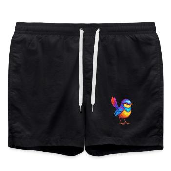 Fairywren coloré Kawaii dessin animé Personnage Oiseau - Short de bain - noir - Devant - AI Model Male 185 light (185cm)