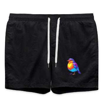 Robin américain Personnage de dessin animé kawaii coloré - Short de bain - noir - Devant - AI Model Male 185 light (185cm)