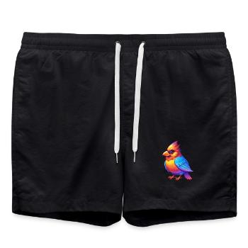 Kardinal Bunte Kawaii Cartoon Figur Vogel - Badeshorts - Schwarz - Vorne - AI Model Male 185 light (185cm)
