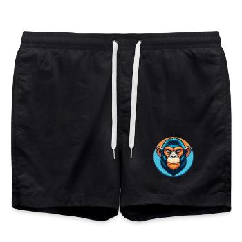 Bonobo Cute Kawaii Cartoon Clipart Animal Pet Logo - Swim Trunks - black - Front - AI Model Male 185 light (185cm)