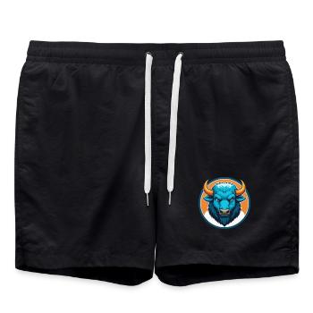 Bison mignon kawaii dessin animé Clipart Animal Pet Logo - Short de bain - noir - Devant - AI Model Male 185 light (185cm)