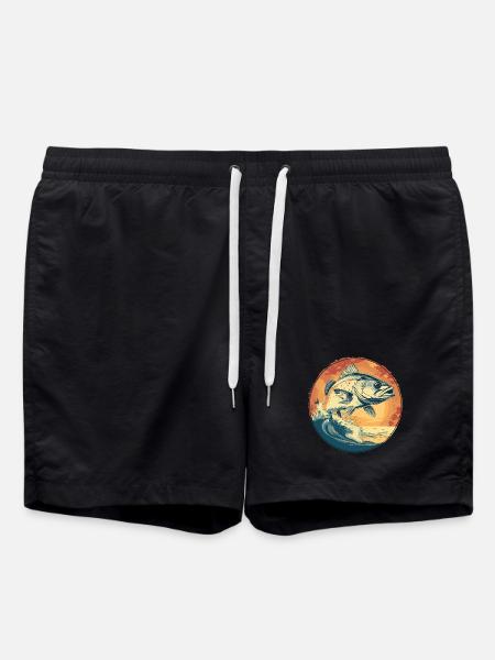 Fish Illustration - Swim Trunks - black