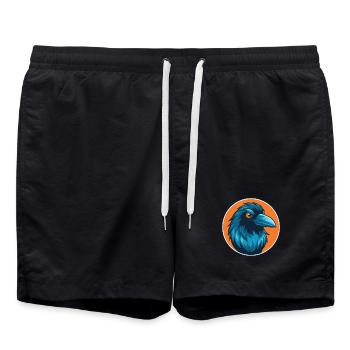 Krähe Niedliche Kawaii Cartoon Clipart Tier Haustier Logo - Badeshorts - Schwarz - Vorne - AI Model Male 185 light (185cm)