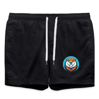 Gopher Cute Kawaii Cartoon Clipart Animal Pet Logo - Swim Trunks - black - Front - AI Model Male 185 light (185cm)