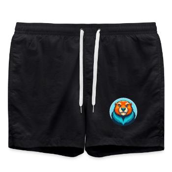 Marmot Cute Kawaii Cartoon Clipart Animal Pet Logo - Swim Trunks - black - Front - AI Model Male 185 light (185cm)