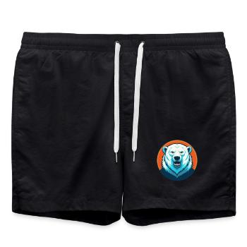 ours polaire mignon Kawaii dessin animé animal de compagnie logo - Short de bain - noir - Devant - AI Model Male 185 light (185cm)