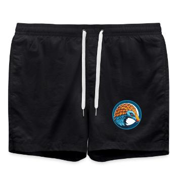 Pangolin Niedliches Kawaii Cartoon Tier Haustier Logo - Badeshorts - Schwarz - Vorne - AI Model Male 185 light (185cm)
