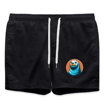 phoque mignon kawaii dessin animé clipart animal de compagnie logo - Short de bain - noir - Devant - AI Model Male 185 light (185cm)