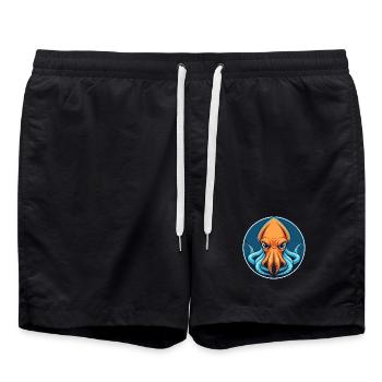 Squid Cute Kawaii Cartoon Clipart Animal Pet Logo - Swim Trunks - black - Front - AI Model Male 185 light (185cm)