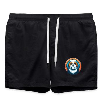 Shih Tzu chien mignon Kawaii dessin animé animal animal logo - Short de bain - noir - Devant - AI Model Male 185 light (185cm)