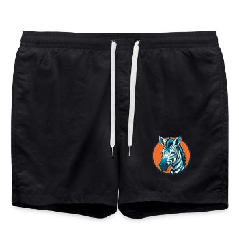 Zebra Niedliche Kawaii Cartoon Clipart Tier Haustier Logo - Badeshorts - Schwarz - Vorne - AI Model Male 185 light (185cm)