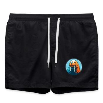 morse mignon kawaii dessin animé clipart animal de compagnie logo - Short de bain - noir - Devant - AI Model Male 185 light (185cm)