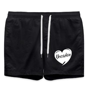 Dresden Heart Church of Our Lady Love Symbol City Logo - Swim Trunks - black - Front - AI Model Male 185 light (185cm)