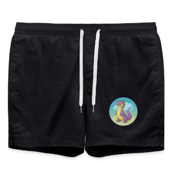 Basilic mignon Kawaii dessin animé Clipart Animal de compagnie - Short de bain - noir - Devant - AI Model Male 185 light (185cm)