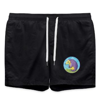 Pangolin Cute Kawaii Cartoon Clipart Animal Pet - Swim Trunks - black - Front - AI Model Male 185 light (185cm)
