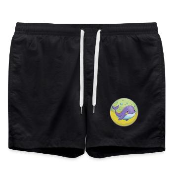 Blue whale Cute Kawaii Cartoon Clipart Animal Pet - Swim Trunks - black - Front - AI Model Male 185 light (185cm)
