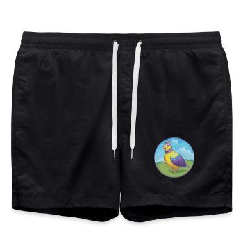 perdrix mignon kawaii dessin animé clipart animal de compagnie - Short de bain - noir - Devant - AI Model Male 185 light (185cm)
